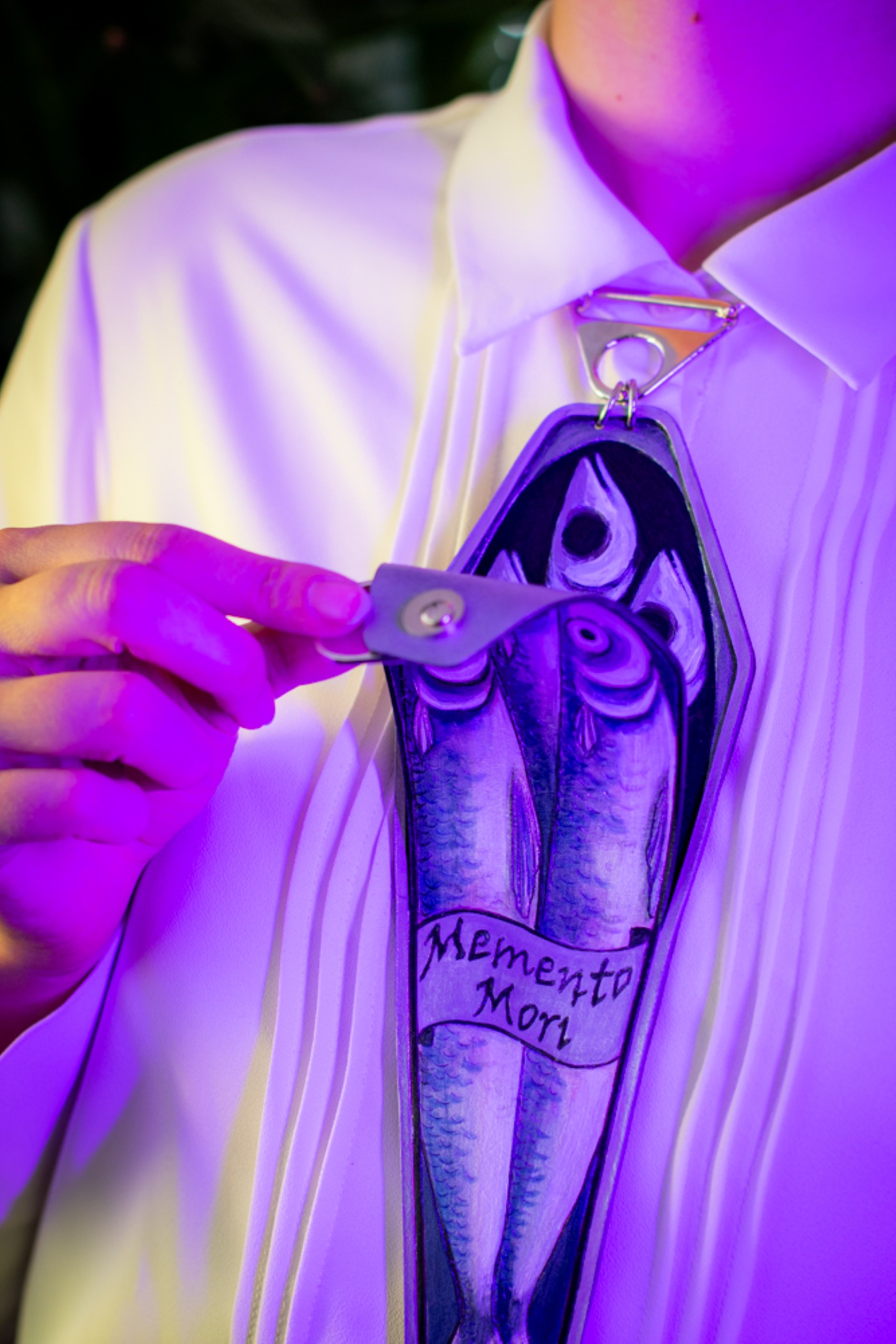 "Memento Mori" Leather Tie - Image 3